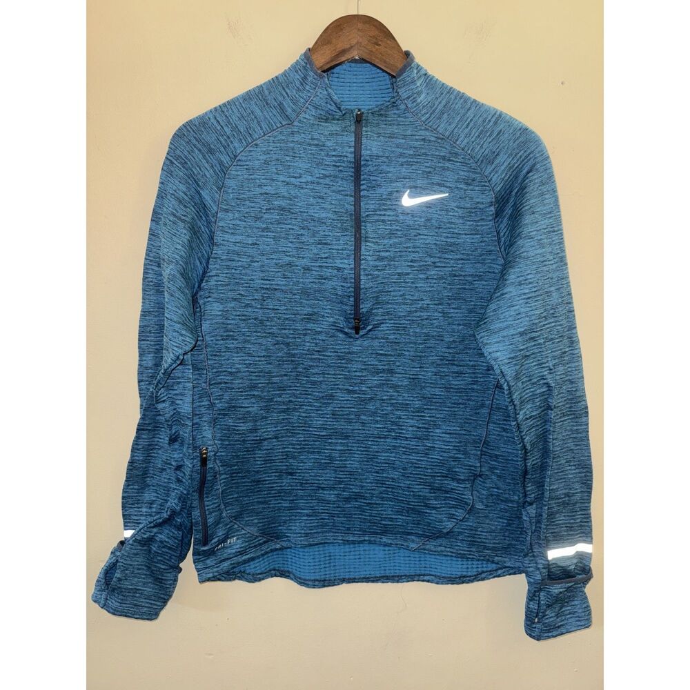 Nike Dri-Fit Women's Small Blue Heathered 1/2 Zip Running Pullover Top